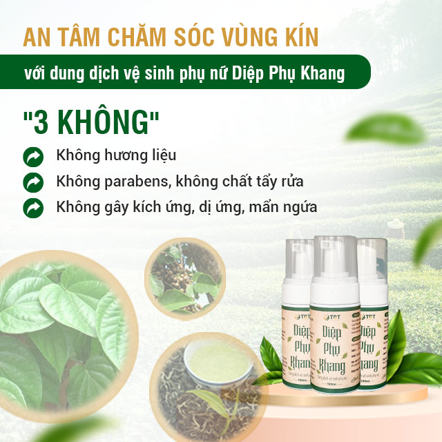 Dung dịch vệ sinh phụ nữ Diệp Phụ Khang là chế phẩm duy nhất đáp ứng cam kết 3 không